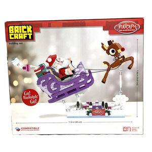 Brickcraft Rudolph the Red Nosed Reindeer Santa’s Sleigh Brick Building Kit New